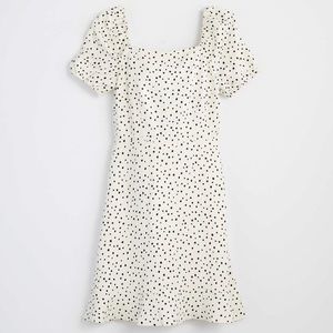 Loft Dotted Tie Back Flare Dress